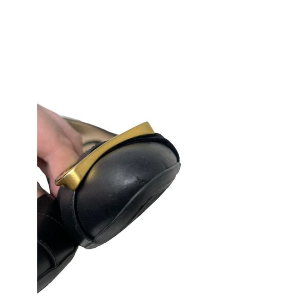 Fendi Womens Size 36.5 FF Buckle Pumps Heel Black Gold Leather Round Toe Slip On - Picture 8 of 12